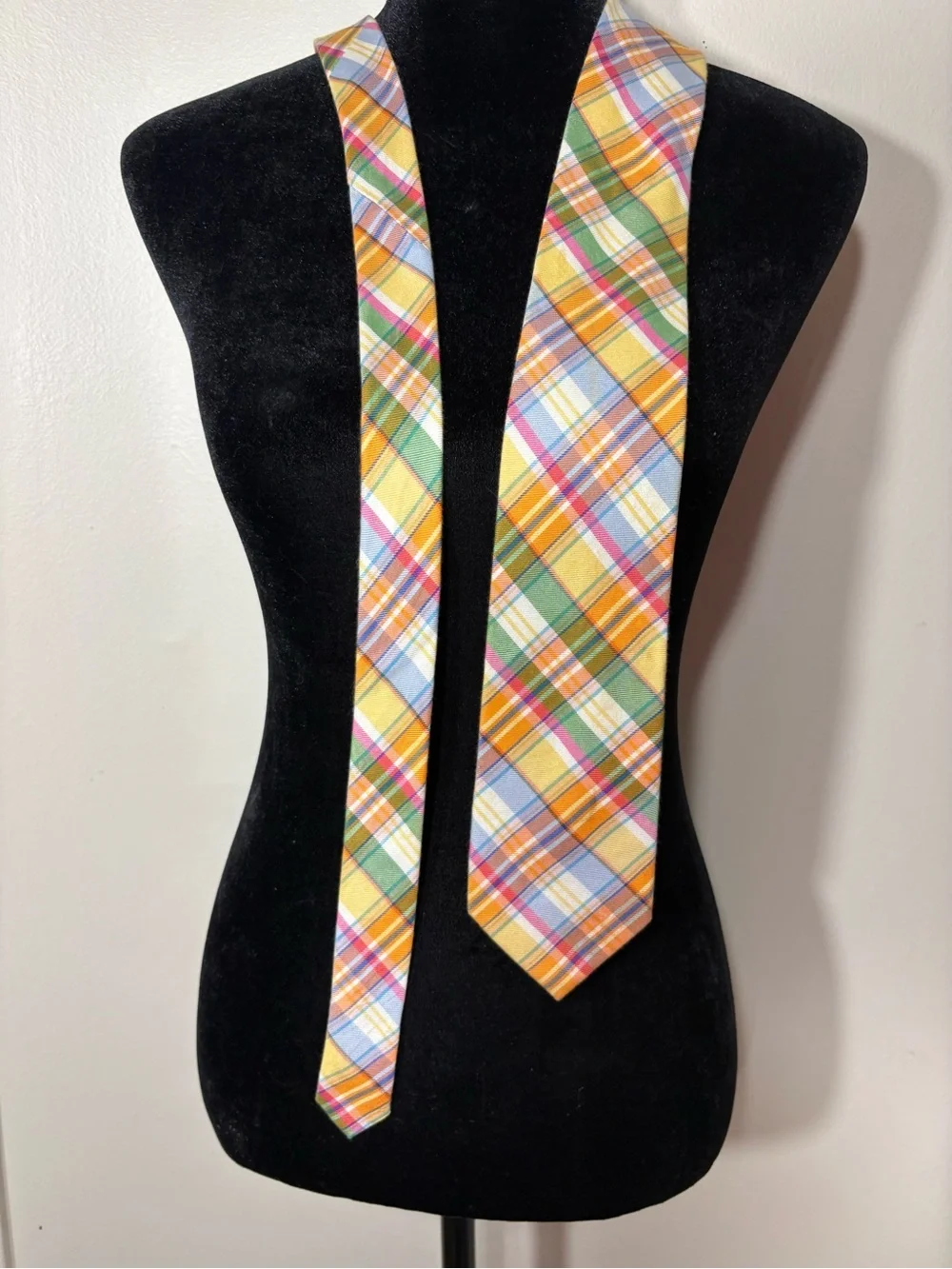 Izod Plaid Silk Tie in Yellow, Green, Blue & Orange